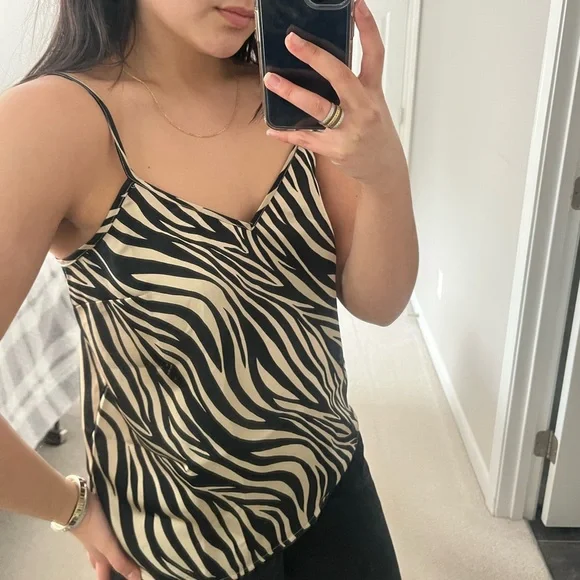 J Crew Tan and Black Zebra Cami - Picture 1 of 6